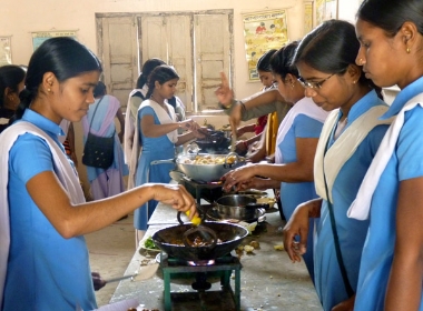 Home Science cooking class at Gandhi College, February 2010